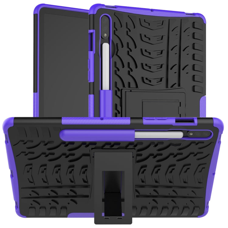 Tire Texture Shockproof TPU+PC Protective Case with Holder, For Samsung Galaxy Tab S8 / Galaxy Tab S7 T870 / T875
