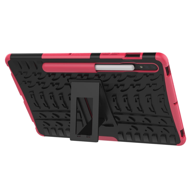 Tire Texture Shockproof TPU+PC Protective Case with Holder, For Samsung Galaxy Tab S8 / Galaxy Tab S7 T870 / T875