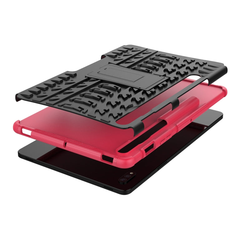 Tire Texture Shockproof TPU+PC Protective Case with Holder, For Samsung Galaxy Tab S8 / Galaxy Tab S7 T870 / T875