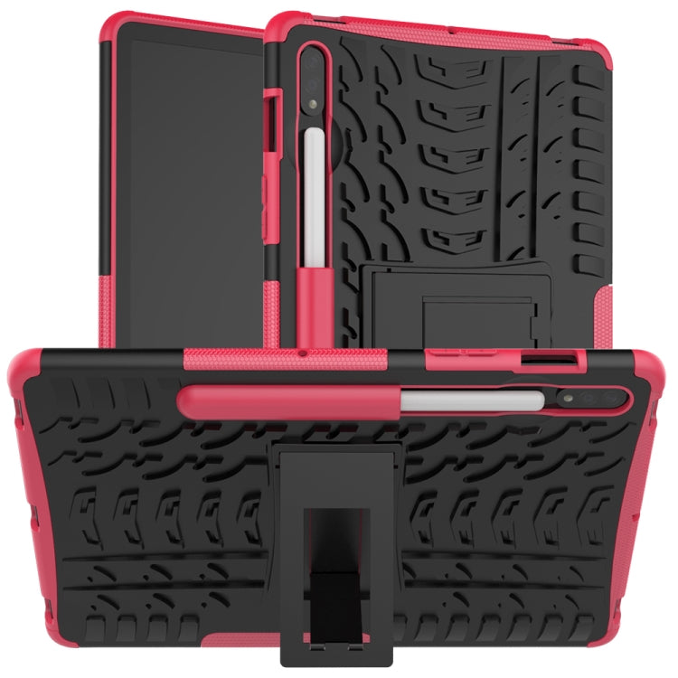 Tire Texture Shockproof TPU+PC Protective Case with Holder, For Samsung Galaxy Tab S8 / Galaxy Tab S7 T870 / T875
