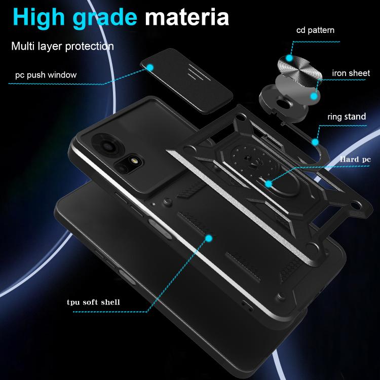 Sliding Camera Cover Design TPU+PC Phone Case, For TCL 50 NxtPaper / 50 Pro NxtPaper, For TCL 50 LE 4G, For TCL 50 SE, For TCL 405 / 406 / 408