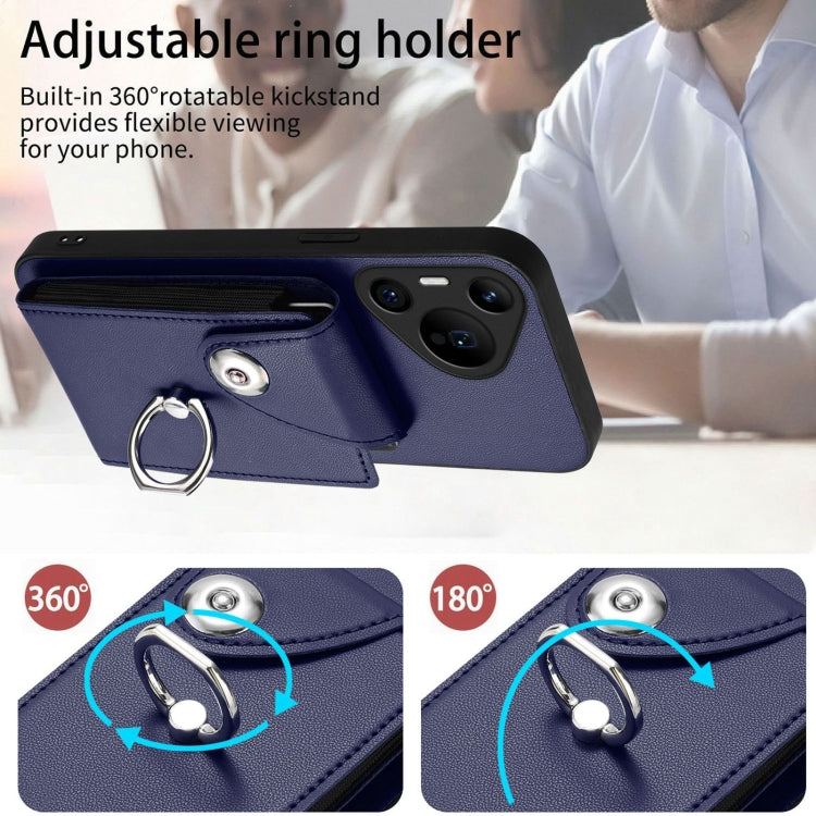 Organ Card Bag Ring Holder Phone Case, For Huawei Pura 70 Pro / 70 Pro+, For Huawei Pura 70 Ultra, For Huawei Pura 70