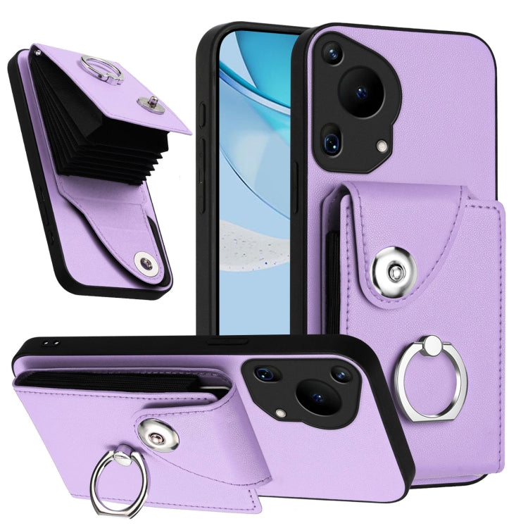 Organ Card Bag Ring Holder Phone Case, For Huawei Pura 70 Pro / 70 Pro+, For Huawei Pura 70 Ultra, For Huawei Pura 70