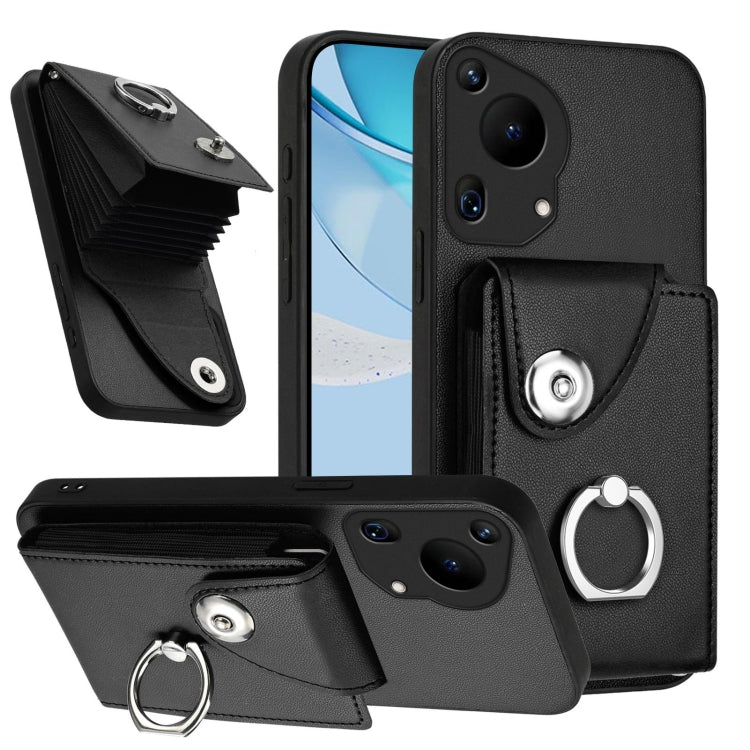 Organ Card Bag Ring Holder Phone Case, For Huawei Pura 70 Pro / 70 Pro+, For Huawei Pura 70 Ultra, For Huawei Pura 70