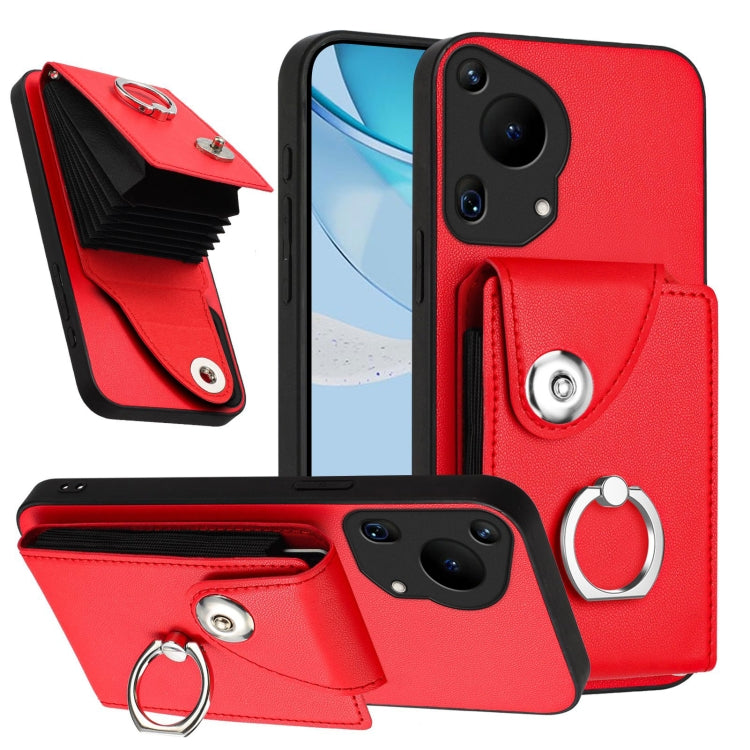 Organ Card Bag Ring Holder Phone Case, For Huawei Pura 70 Pro / 70 Pro+, For Huawei Pura 70 Ultra, For Huawei Pura 70