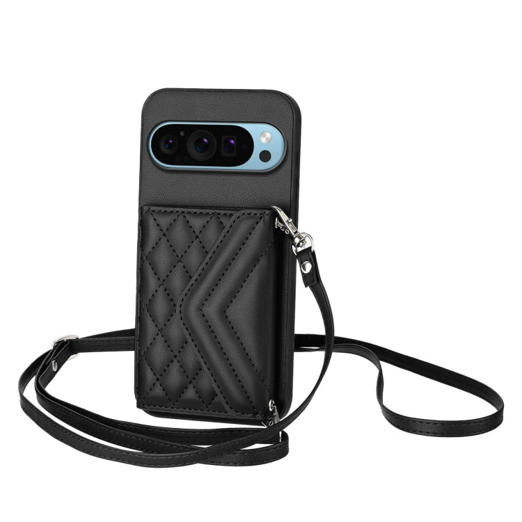 Rhombic Texture Card Bag RFID Phone Case with Long Lanyard, For Google Pixel 9 Pro XL, For Google Pixel 9 / 9 Pro, For Google Pixel 8a, For Google Pixel 8 Pro, For Google Pixel 8