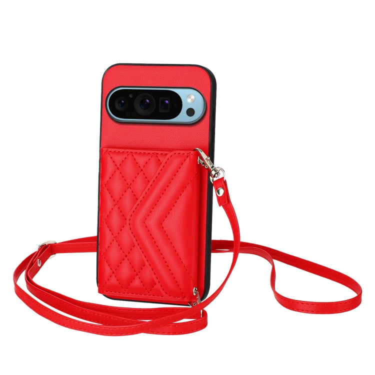 Rhombic Texture Card Bag RFID Phone Case with Long Lanyard, For Google Pixel 9 Pro XL, For Google Pixel 9 / 9 Pro, For Google Pixel 8a, For Google Pixel 8 Pro, For Google Pixel 8