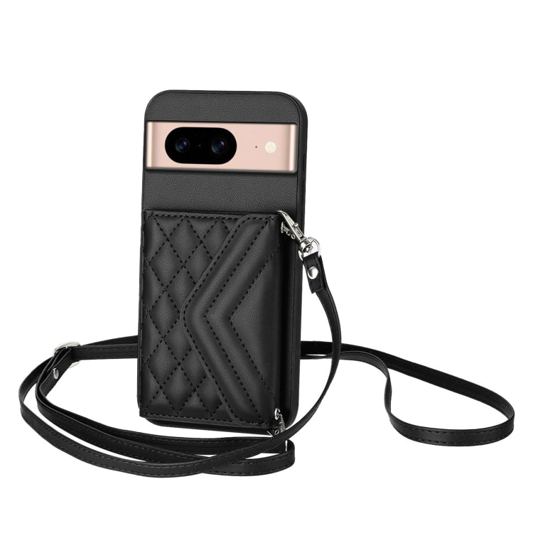 Rhombic Texture Card Bag RFID Phone Case with Long Lanyard, For Google Pixel 9 Pro XL, For Google Pixel 9 / 9 Pro, For Google Pixel 8a, For Google Pixel 8 Pro, For Google Pixel 8