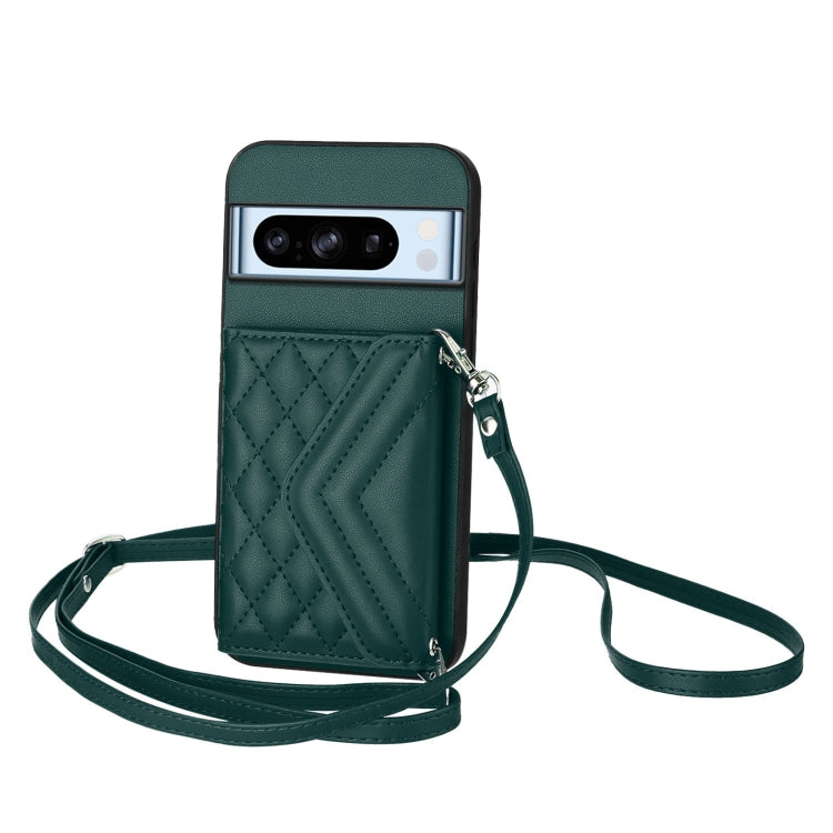 Rhombic Texture Card Bag RFID Phone Case with Long Lanyard, For Google Pixel 9 Pro XL, For Google Pixel 9 / 9 Pro, For Google Pixel 8a, For Google Pixel 8 Pro, For Google Pixel 8
