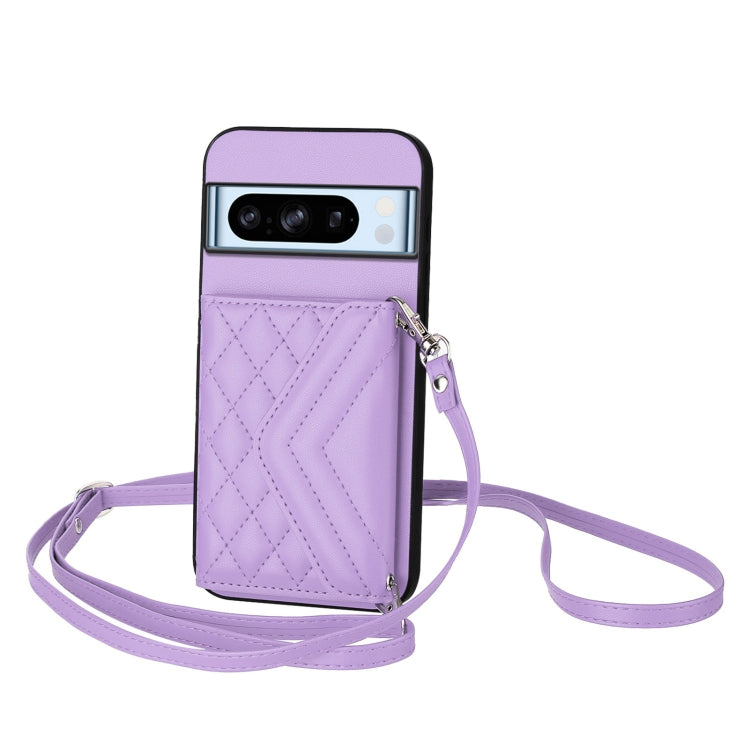 Rhombic Texture Card Bag RFID Phone Case with Long Lanyard, For Google Pixel 9 Pro XL, For Google Pixel 9 / 9 Pro, For Google Pixel 8a, For Google Pixel 8 Pro, For Google Pixel 8