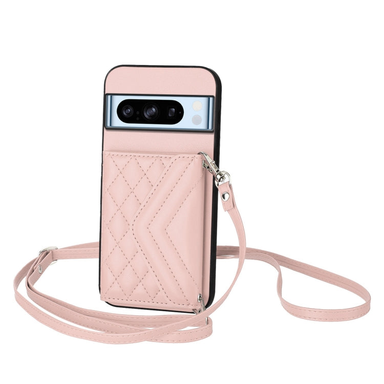 Rhombic Texture Card Bag RFID Phone Case with Long Lanyard, For Google Pixel 9 Pro XL, For Google Pixel 9 / 9 Pro, For Google Pixel 8a, For Google Pixel 8 Pro, For Google Pixel 8