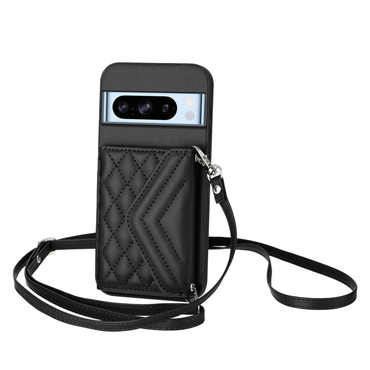 Rhombic Texture Card Bag RFID Phone Case with Long Lanyard, For Google Pixel 9 Pro XL, For Google Pixel 9 / 9 Pro, For Google Pixel 8a, For Google Pixel 8 Pro, For Google Pixel 8