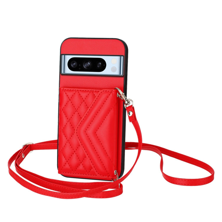 Rhombic Texture Card Bag RFID Phone Case with Long Lanyard, For Google Pixel 9 Pro XL, For Google Pixel 9 / 9 Pro, For Google Pixel 8a, For Google Pixel 8 Pro, For Google Pixel 8
