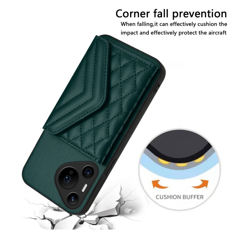 Rhombic Texture Card Bag RFID Phone Case with Long Lanyard, For Huawei Pura 70 Pro / 70 Pro+, For Huawei Pura 70 Ultra, For Huawei Pura 70