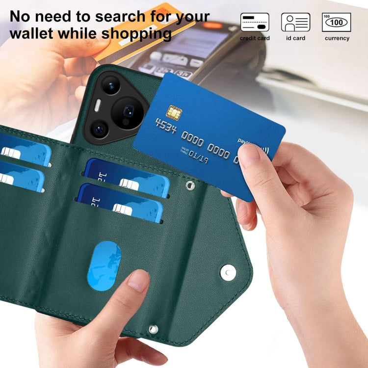 Rhombic Texture Card Bag RFID Phone Case with Long Lanyard, For Huawei Pura 70 Pro / 70 Pro+, For Huawei Pura 70 Ultra, For Huawei Pura 70