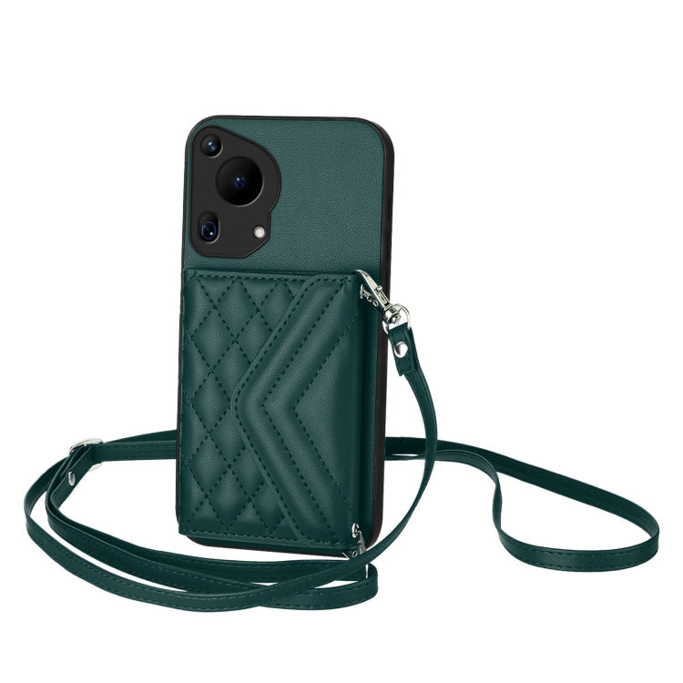 Rhombic Texture Card Bag RFID Phone Case with Long Lanyard, For Huawei Pura 70 Pro / 70 Pro+, For Huawei Pura 70 Ultra, For Huawei Pura 70