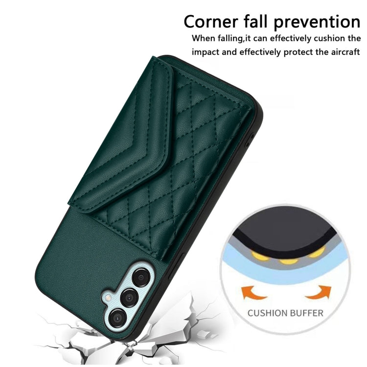 Rhombic Texture Card Bag RFID Phone Case with Long Lanyard, For Samsung Galaxy F15 / M15