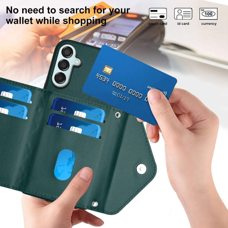 Rhombic Texture Card Bag RFID Phone Case with Long Lanyard, For Samsung Galaxy F15 / M15