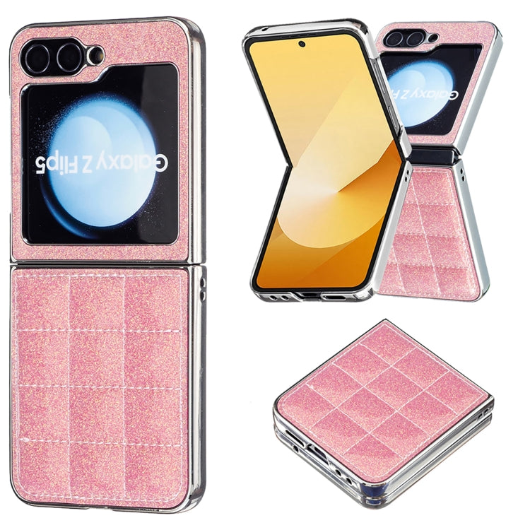 Electroplating Square Glitter PU Phone Case, For Samsung Galaxy Z Flip6 / Flip7 FE, For Samsung Galaxy Z Flip5, For Samsung Galaxy Z Flip4, For Samsung Galaxy Z Flip3