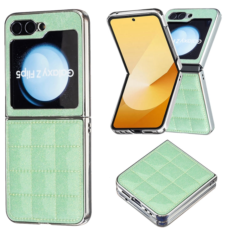 Electroplating Square Glitter PU Phone Case, For Samsung Galaxy Z Flip6 / Flip7 FE, For Samsung Galaxy Z Flip5, For Samsung Galaxy Z Flip4, For Samsung Galaxy Z Flip3