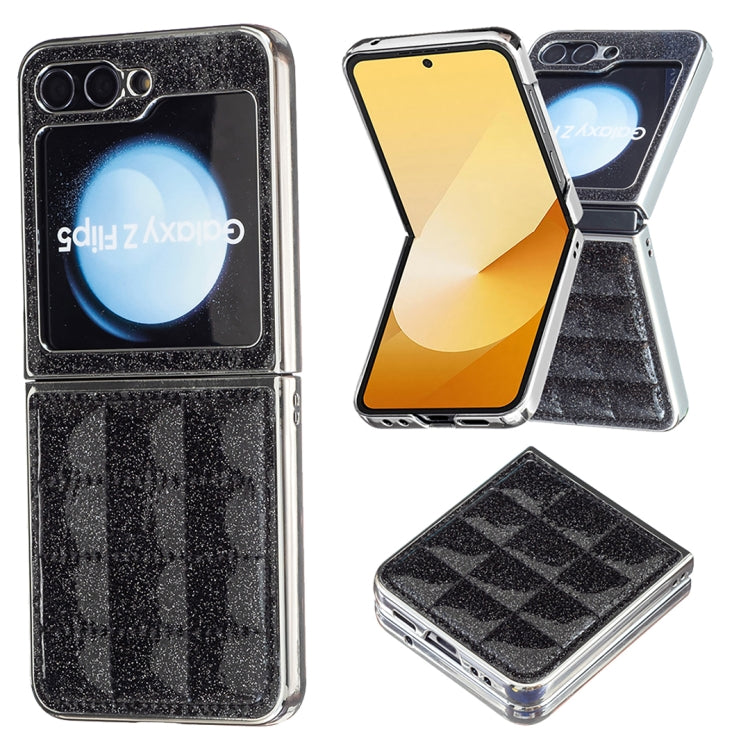 Electroplating Square Glitter PU Phone Case, For Samsung Galaxy Z Flip6 / Flip7 FE, For Samsung Galaxy Z Flip5, For Samsung Galaxy Z Flip4, For Samsung Galaxy Z Flip3