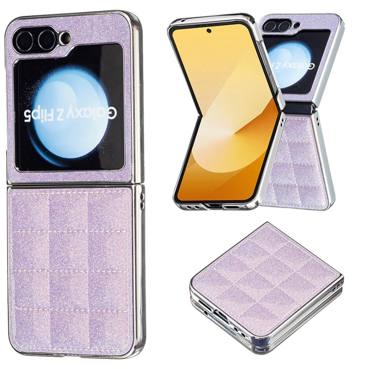 Electroplating Square Glitter PU Phone Case, For Samsung Galaxy Z Flip6 / Flip7 FE, For Samsung Galaxy Z Flip5, For Samsung Galaxy Z Flip4, For Samsung Galaxy Z Flip3