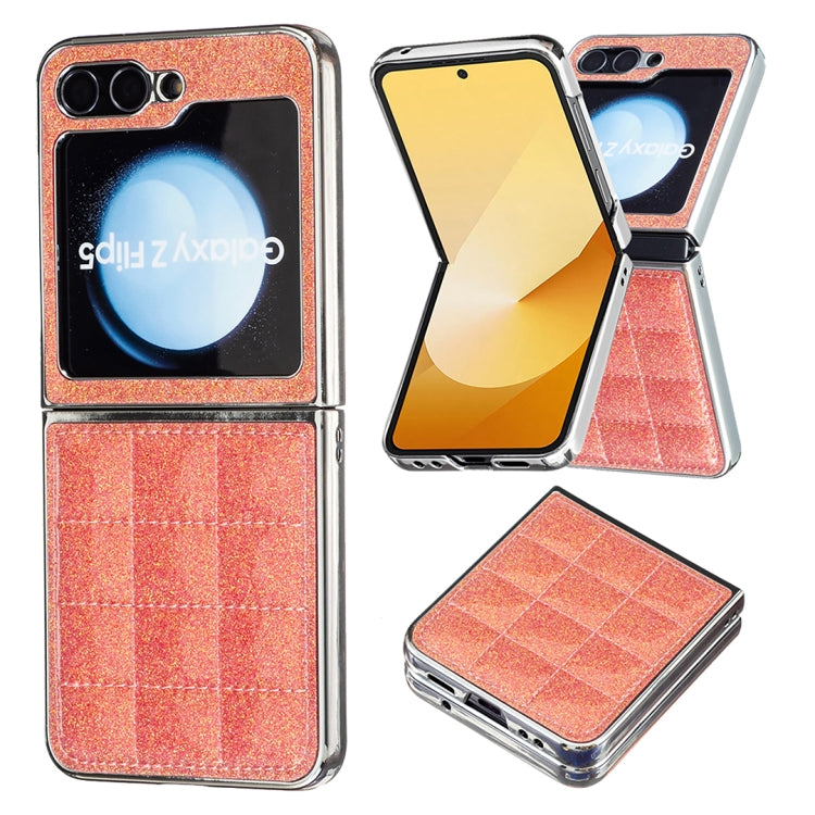 Electroplating Square Glitter PU Phone Case, For Samsung Galaxy Z Flip6 / Flip7 FE, For Samsung Galaxy Z Flip5, For Samsung Galaxy Z Flip4, For Samsung Galaxy Z Flip3