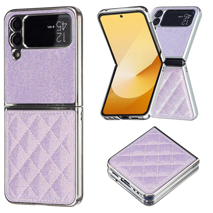 Electroplating Rhombic Glitter PU Phone Case, For Samsung Galaxy Z Flip6 / Flip7 FE, For Samsung Galaxy Z Flip5, For Samsung Galaxy Z Flip4, For Samsung Galaxy Z Flip3