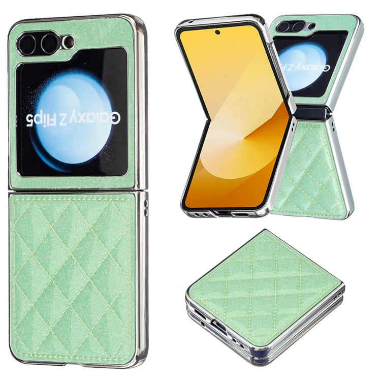 Electroplating Rhombic Glitter PU Phone Case, For Samsung Galaxy Z Flip6 / Flip7 FE, For Samsung Galaxy Z Flip5, For Samsung Galaxy Z Flip4, For Samsung Galaxy Z Flip3
