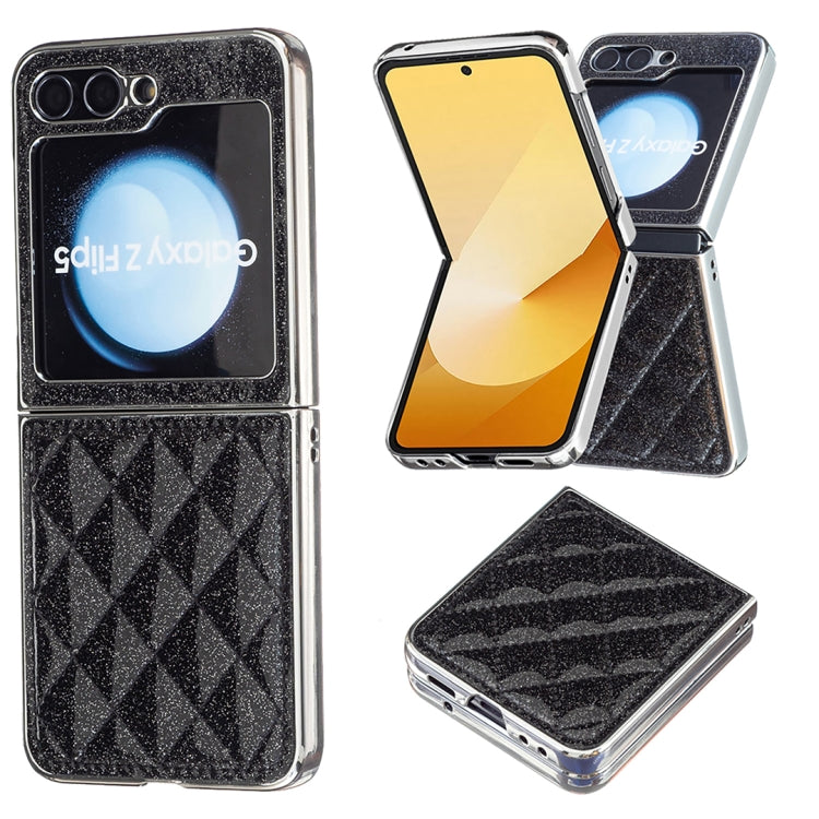 Electroplating Rhombic Glitter PU Phone Case, For Samsung Galaxy Z Flip6 / Flip7 FE, For Samsung Galaxy Z Flip5, For Samsung Galaxy Z Flip4, For Samsung Galaxy Z Flip3