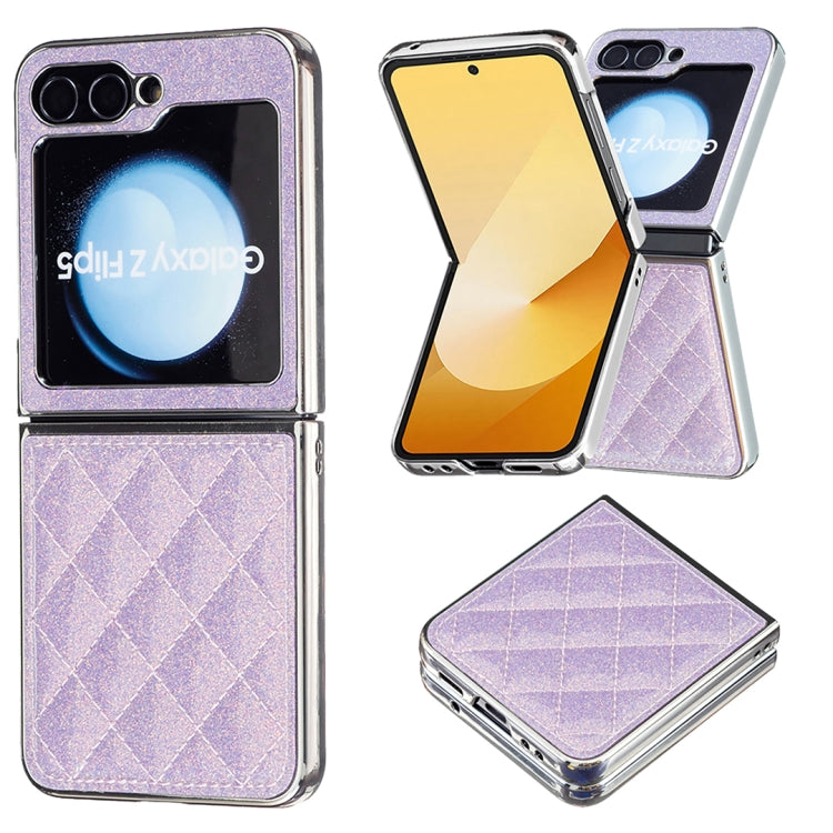Electroplating Rhombic Glitter PU Phone Case, For Samsung Galaxy Z Flip6 / Flip7 FE, For Samsung Galaxy Z Flip5, For Samsung Galaxy Z Flip4, For Samsung Galaxy Z Flip3