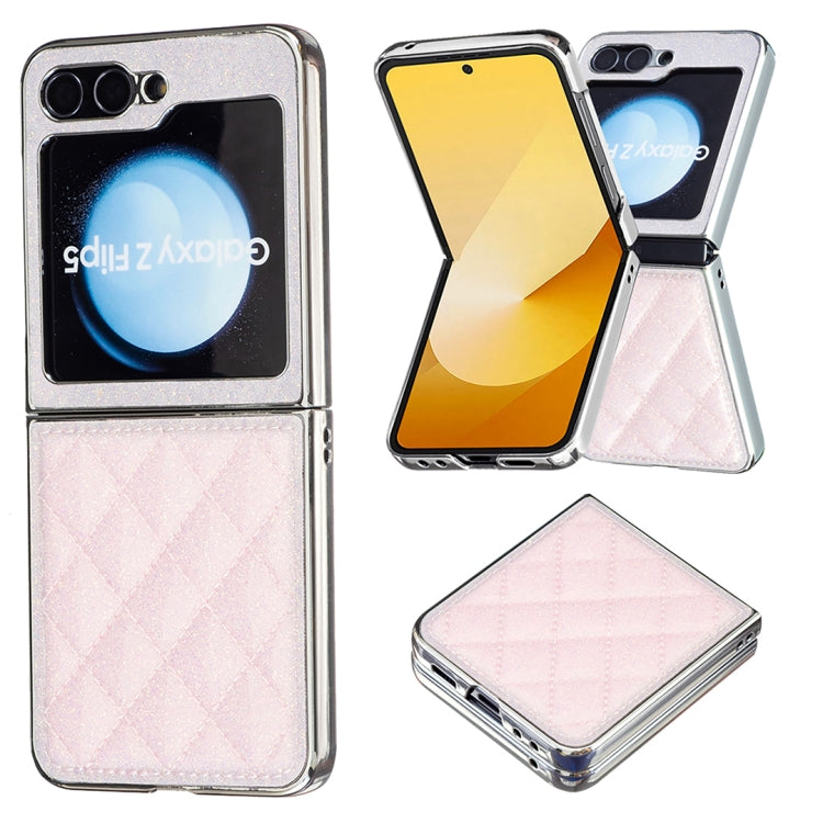 Electroplating Rhombic Glitter PU Phone Case, For Samsung Galaxy Z Flip6 / Flip7 FE, For Samsung Galaxy Z Flip5, For Samsung Galaxy Z Flip4, For Samsung Galaxy Z Flip3