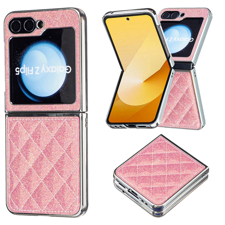 Electroplating Rhombic Glitter PU Phone Case, For Samsung Galaxy Z Flip6 / Flip7 FE, For Samsung Galaxy Z Flip5, For Samsung Galaxy Z Flip4, For Samsung Galaxy Z Flip3