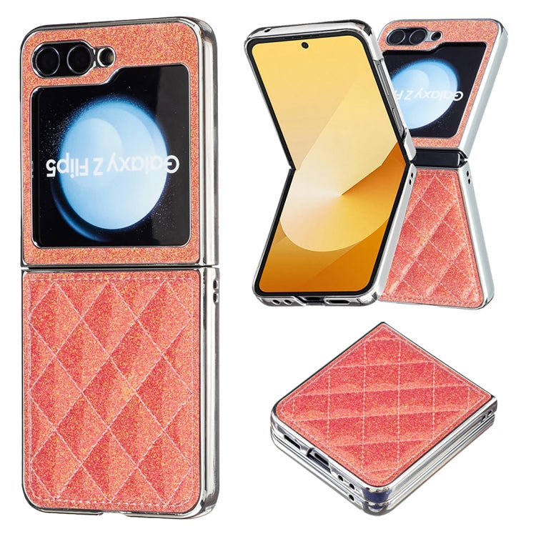 Electroplating Rhombic Glitter PU Phone Case, For Samsung Galaxy Z Flip6 / Flip7 FE, For Samsung Galaxy Z Flip5, For Samsung Galaxy Z Flip4, For Samsung Galaxy Z Flip3
