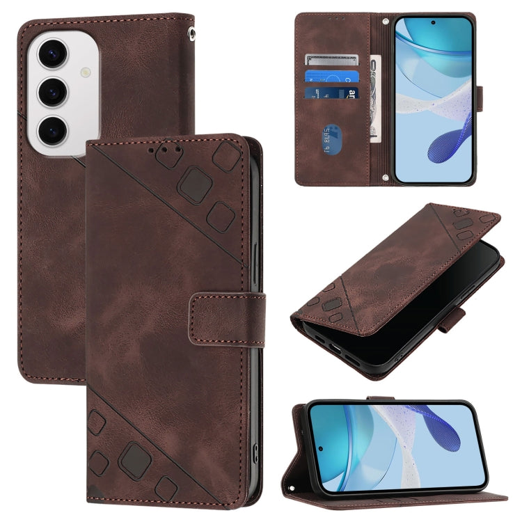 Skin-feel Embossed Leather Phone Case, For Galaxy S26 FE 5G, For Samsung Galaxy S26+ 5G, For Samsung Galaxy S26 Edge 5G, For Samsung Galaxy S26 Ultra 5G, For Samsung Galaxy S26 5G, For Samsung Galaxy S25 Edge 5G, For Samsung Galaxy S24 FE 5G