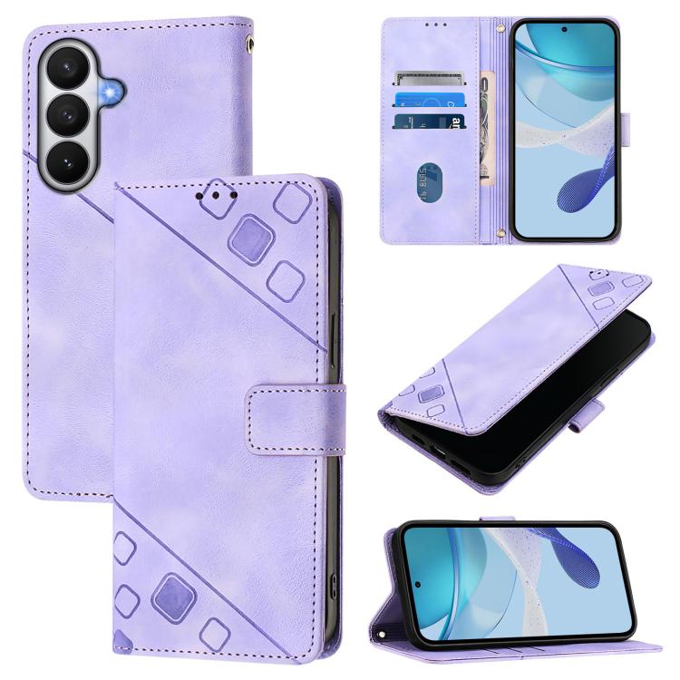 Skin-feel Embossed Leather Phone Case, For Galaxy S26 FE 5G, For Samsung Galaxy S26+ 5G, For Samsung Galaxy S26 Edge 5G, For Samsung Galaxy S26 Ultra 5G, For Samsung Galaxy S26 5G, For Samsung Galaxy S25 Edge 5G, For Samsung Galaxy S24 FE 5G