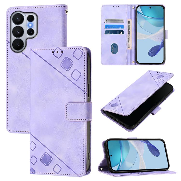 Skin-feel Embossed Leather Phone Case, For Galaxy S26 FE 5G, For Samsung Galaxy S26+ 5G, For Samsung Galaxy S26 Edge 5G, For Samsung Galaxy S26 Ultra 5G, For Samsung Galaxy S26 5G, For Samsung Galaxy S25 Edge 5G, For Samsung Galaxy S24 FE 5G