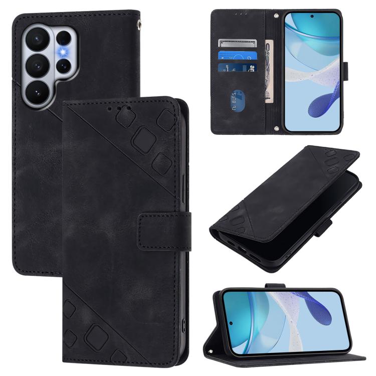 Skin-feel Embossed Leather Phone Case, For Galaxy S26 FE 5G, For Samsung Galaxy S26+ 5G, For Samsung Galaxy S26 Edge 5G, For Samsung Galaxy S26 Ultra 5G, For Samsung Galaxy S26 5G, For Samsung Galaxy S25 Edge 5G, For Samsung Galaxy S24 FE 5G