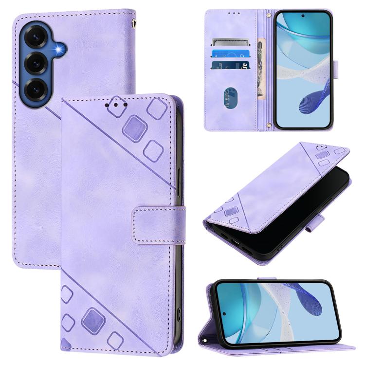 Skin-feel Embossed Leather Phone Case, For Galaxy S26 FE 5G, For Samsung Galaxy S26+ 5G, For Samsung Galaxy S26 Edge 5G, For Samsung Galaxy S26 Ultra 5G, For Samsung Galaxy S26 5G, For Samsung Galaxy S25 Edge 5G, For Samsung Galaxy S24 FE 5G