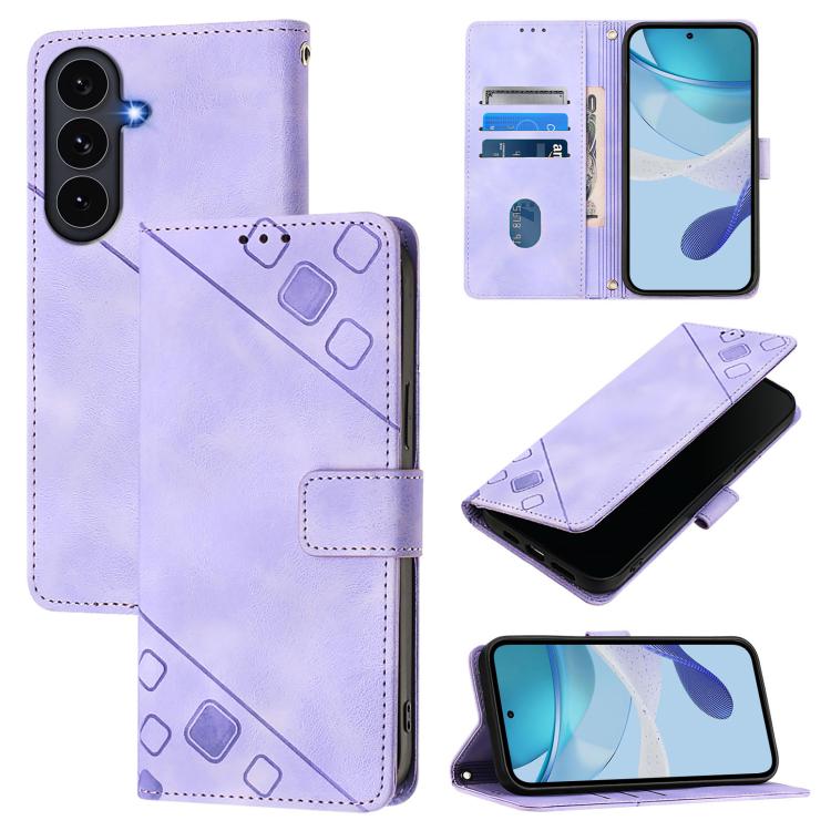 Skin-feel Embossed Leather Phone Case, For Galaxy S26 FE 5G, For Samsung Galaxy S26+ 5G, For Samsung Galaxy S26 Edge 5G, For Samsung Galaxy S26 Ultra 5G, For Samsung Galaxy S26 5G, For Samsung Galaxy S25 Edge 5G, For Samsung Galaxy S24 FE 5G