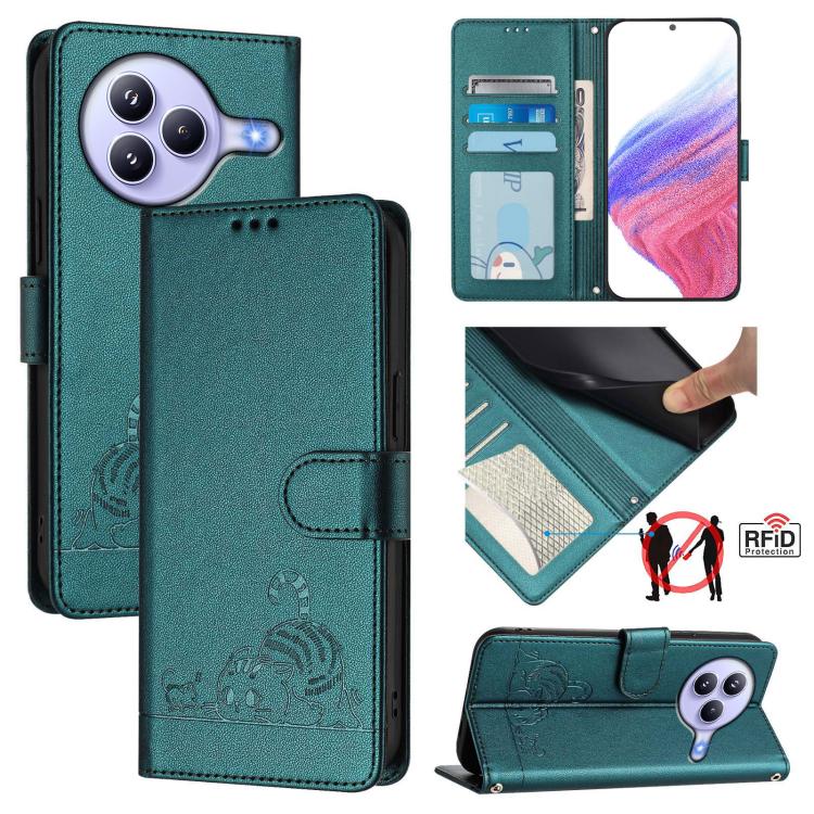 Cat Rat Embossed Pattern RFID Leather Phone Case with Lanyard, For Xiaomi 17 Max 5G, For Xiaomi 17T Pro 5G, For Xiaomi Poco M7 4G 169mm, For Xiaomi 15T Pro 5G, For Xiaomi 15T 5G, For Xiaomi Civi 5 Pro 5G, For Xiaomi 15S Pro 5G                          ...
