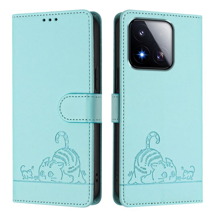 Cat Rat Embossed Pattern RFID Leather Phone Case with Lanyard, For Xiaomi 17 Max 5G, For Xiaomi 17T Pro 5G, For Xiaomi Poco M7 4G 169mm, For Xiaomi 15T Pro 5G, For Xiaomi 15T 5G, For Xiaomi Civi 5 Pro 5G, For Xiaomi 15S Pro 5G                          ...