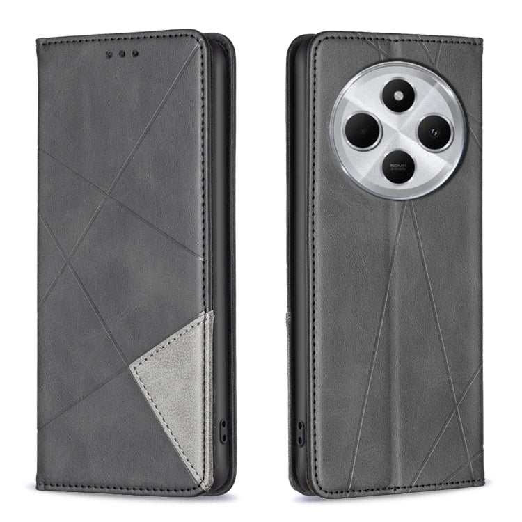 Rhombus Texture Magnetic Leather Phone Case, For Redmi 14C 4G