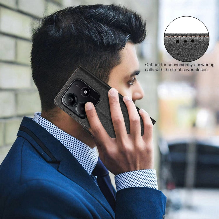 Litchi Texture RFID Anti-theft Leather Phone Case, For Redmi Note 14 5G, For Redmi 14C 4G