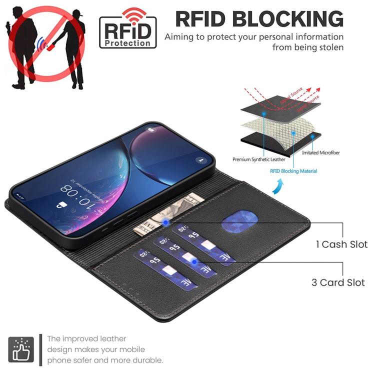 Litchi Texture RFID Anti-theft Leather Phone Case, For Redmi Note 17 Pro 5G Global 163mm, For Redmi Note 17 Pro+ 5G Global 163mm, For Redmi 17 4G / 5G Global 170mm, For Redmi Note 17 4G Global 171mm, For Redmi K90 Max 5G                                ...