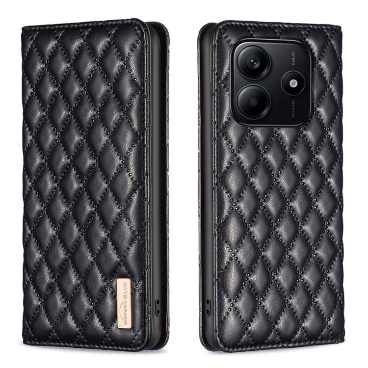 Diamond Lattice Magnetic Leather Flip Phone Case, For Redmi Note 14 Pro 4G, For Redmi Note 14 4G 163.25mm, For Redmi Note 14 5G, For Redmi Note 14 Pro 5G / Note 14 Pro+ 5G, For Redmi 14C 4G
