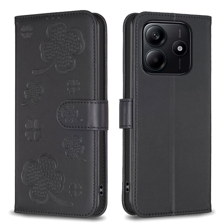 Four-leaf Embossed Leather Phone Case, For Redmi K90 Max 5G, For Redmi Note 14 Pro 4G, For Redmi Note 14 4G 163.25mm, For Redmi Note 14 5G, For Redmi Note 14 Pro 5G / Note 14 Pro+ 5G, For Redmi 14C 4G