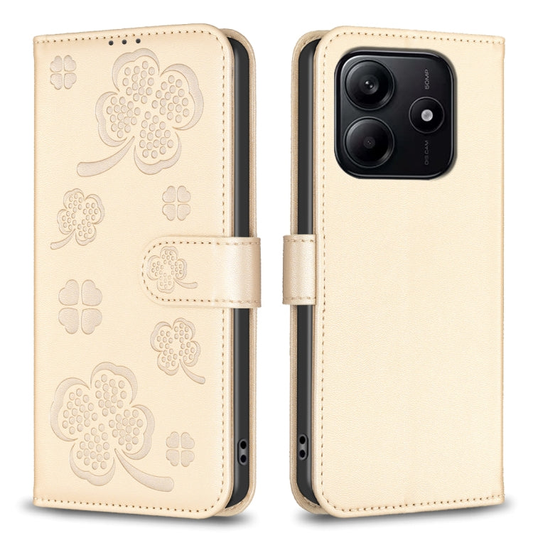 Four-leaf Embossed Leather Phone Case, For Redmi K90 Max 5G, For Redmi Note 14 Pro 4G, For Redmi Note 14 4G 163.25mm, For Redmi Note 14 5G, For Redmi Note 14 Pro 5G / Note 14 Pro+ 5G, For Redmi 14C 4G