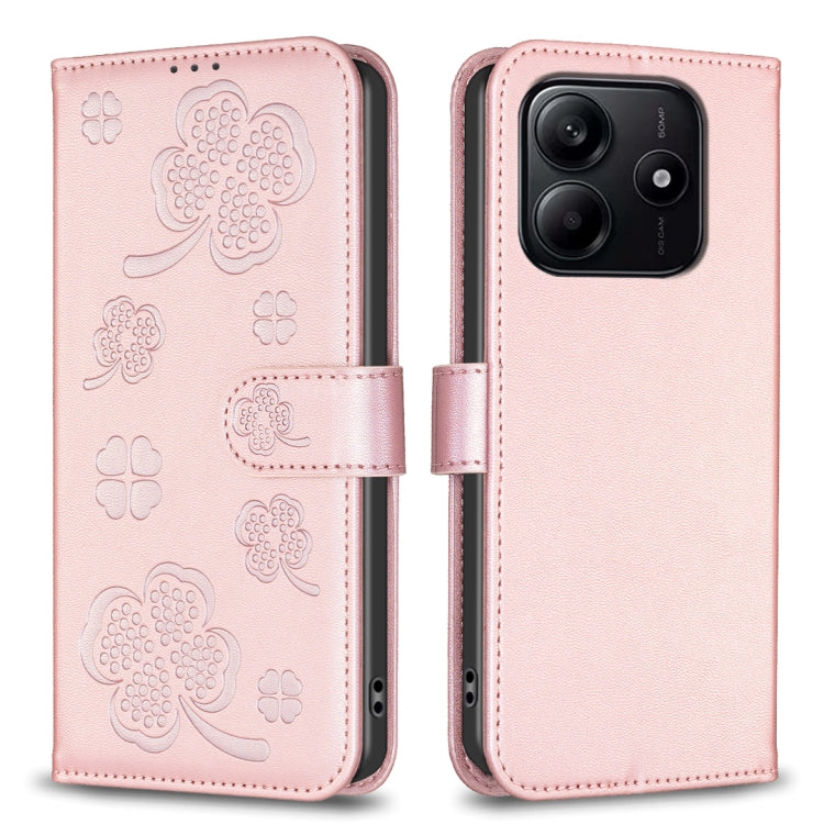 Four-leaf Embossed Leather Phone Case, For Redmi K90 Max 5G, For Redmi Note 14 Pro 4G, For Redmi Note 14 4G 163.25mm, For Redmi Note 14 5G, For Redmi Note 14 Pro 5G / Note 14 Pro+ 5G, For Redmi 14C 4G