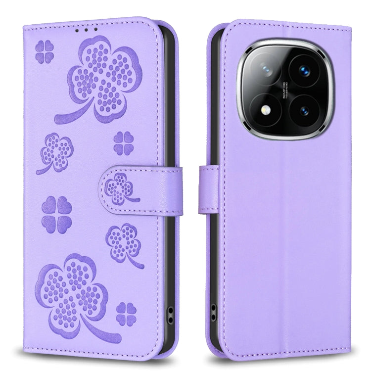 Four-leaf Embossed Leather Phone Case, For Redmi Note 14 Pro 5G / Note 14 Pro+ 5G, For Redmi 14C 4G
